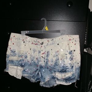 Splatter Paint Jean Shorts